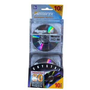 Memorex Crystal 80 Minute MiniDisc Recordable 10 Pack Sealed New